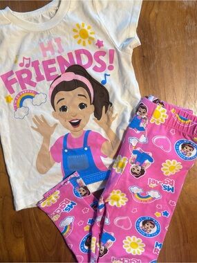 Rachel Pink & White "Hi Friends" Girls Pajama Set